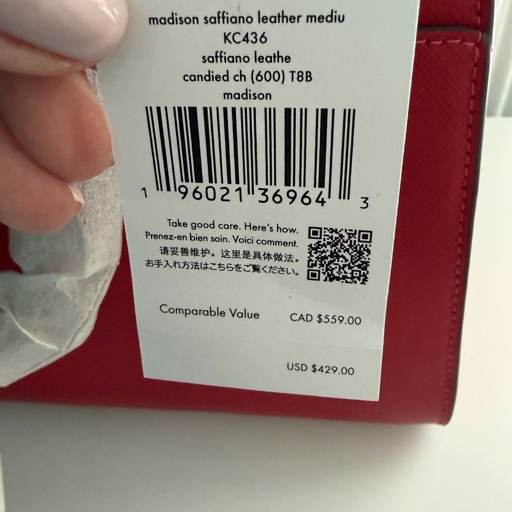 Kate Spade New York Madison Saffiano Leather Medium Satchel in Candied Cherry - Picture 6 of 7